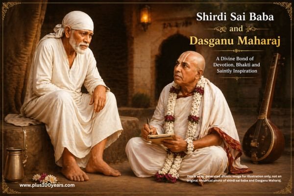 shirdi saibaba with dasganu maharaj AI generated image